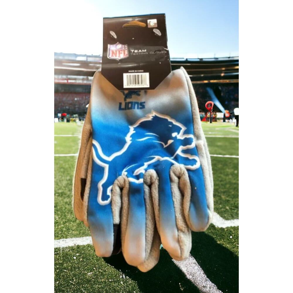Detroit Lions NFL Football Sports GLOVES Touch Screen Finger Tips NEW Fast Ship